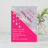 Chic Hot Pink und Silver Sweet 16 Einladung (Stehend Vorderseite)