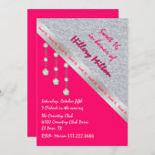 Chic Hot Pink und Silver Sweet 16 Einladung (Vorne/Hinten)