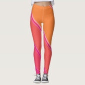 Chic Hot Pink unter hellgelber Bandprint Leggings (Vorderseite)