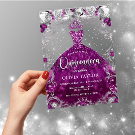 Chic Hot Rosa Fuchsia Kleid Blumenstrauß Quinceane Acryleinladungen