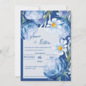 Chic Hübsch Blue Flowers Trendy Floral Wedding Einladung (Vorderseite)