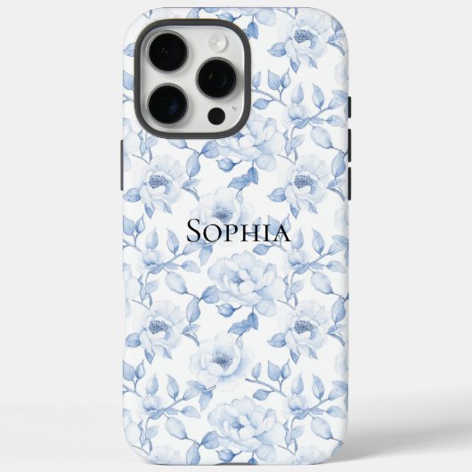 Chic Hübsch Blue White Blume Case-Mate iPhone Hülle (Rückseite)