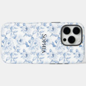 Chic Hübsch Blue White Blume Case-Mate iPhone Hülle (Rückseite (Horizontal))