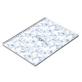 Chic Hübsch Blue White Blume Notizblock (Linke Seite)