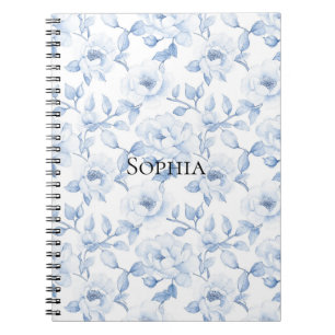 Chic Hübsch Blue White Blume Notizblock