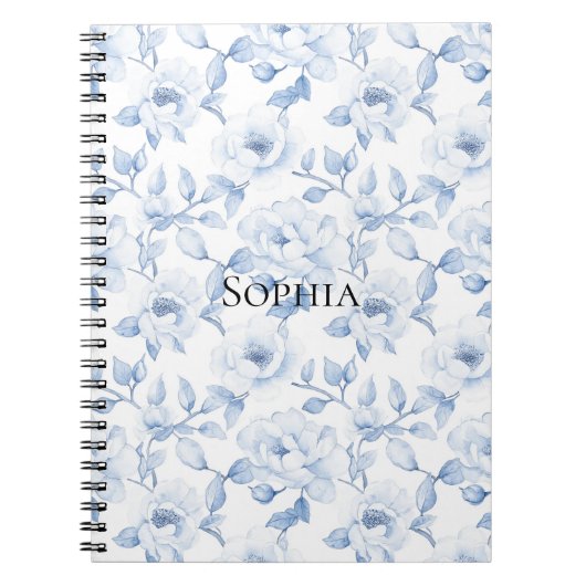 Chic Hübsch Blue White Blume Notizblock (Vorderseite)