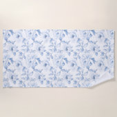 Chic Hübsch Blue White Blume Strandtuch (Vorderseite)
