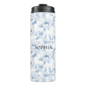 Chic Hübsch Blue White Blume Thermosbecher (Vorderseite)