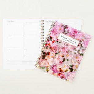 Chic Hübsch Blush Pink Aquarellfarben Rose Blüte Planer