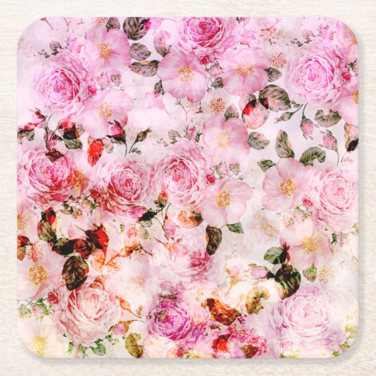 Chic Hübsch Blush Pink Aquarellfarben Rose Floral Rechteckiger Pappuntersetzer (Vorderseite)