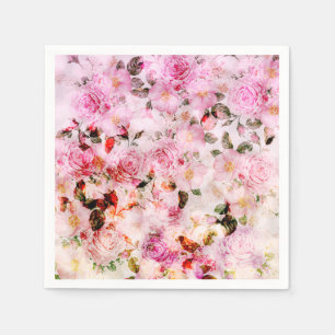 Chic Hübsch Blush Pink Aquarellfarben Rose Floral Serviette