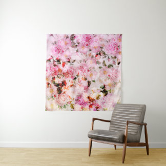Chic Hübsch Blush Pink Aquarellfarben Rose Floral Wandteppich