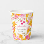 Chic hübsch-gelb-rosa Blumenbraun Pappbecher (Vorderseite)