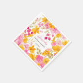 Chic hübsch-gelb-rosa Blumenbraun Serviette (Ecke)