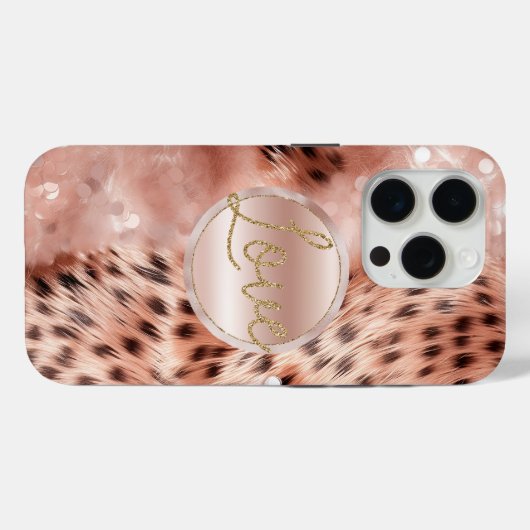 Chic Hübsch Girly Rose Gold Leopard Case-Mate iPhone Hülle (Rückseite (Horizontal))