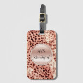 Chic Hübsch Girly Rose Gold Leopard Gepäckanhänger (Vorderseite Vertikal)