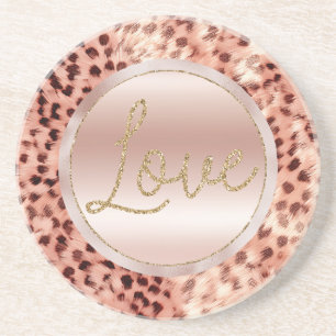 Chic Hübsch Girly Rose Gold Leopard Getränkeuntersetzer
