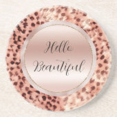 Chic Hübsch Girly Rose Gold Leopard Getränkeuntersetzer (Vorne)