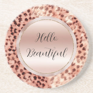 Chic Hübsch Girly Rose Gold Leopard Getränkeuntersetzer