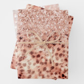 Chic Hübsch Girly Rose Gold Leopard Glitzer Liebe Geschenkpapier Set (Beispiel)
