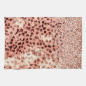 Chic Hübsch Girly Rose Gold Leopard Glitzer Liebe Geschirrtuch (Horizontal)