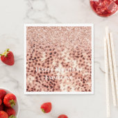 Chic Hübsch Girly Rose Gold Leopard Glitzer Liebe Serviette (Beispiel)