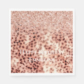 Chic Hübsch Girly Rose Gold Leopard Glitzer Liebe Serviette (Vorderseite)