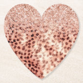Chic Hübsch Girly Rose Gold Leopard Glitzer Liebe Untersetzer (Vorderseite)