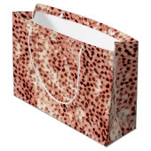 Chic Hübsch Girly Rose Gold Leopard Große Geschenktüte (Rückseite Schrägansicht)