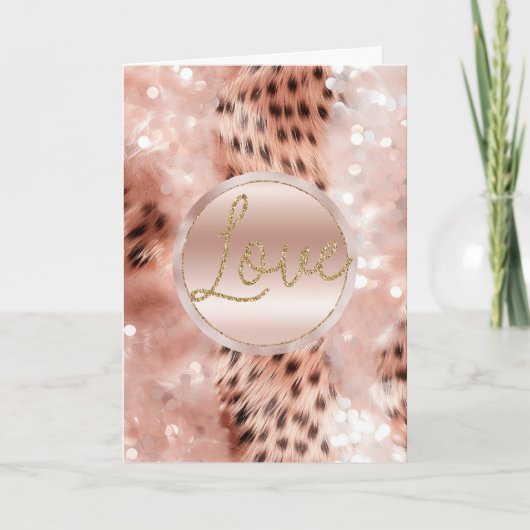 Chic Hübsch Girly Rose Gold Leopard Karte (Vorderseite)