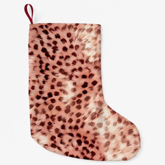 Chic Hübsch Girly Rose Gold Leopard Kleiner Weihnachtsstrumpf (Vorderseite)