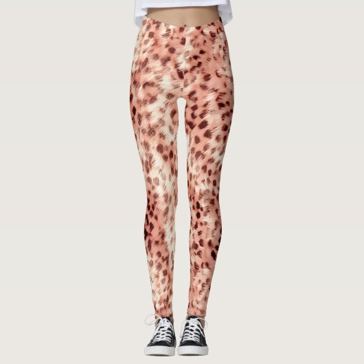 Chic Hübsch Girly Rose Gold Leopard Leggings (Vorderseite)