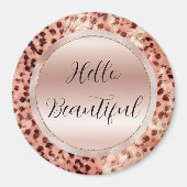 Chic Hübsch Girly Rose Gold Leopard Magnet (Vorne)