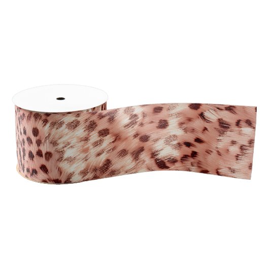 Chic Hübsch Girly Rose Gold Leopard Ripsband (Spule)