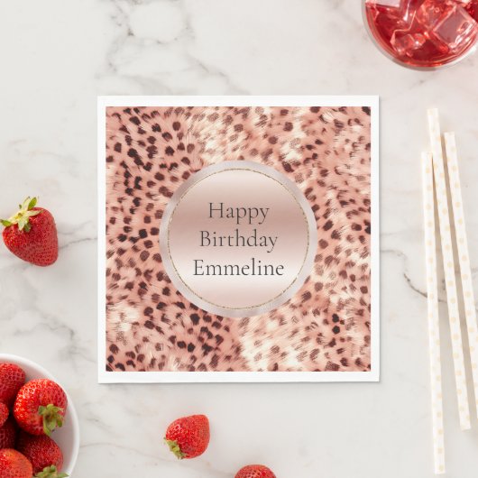 Chic Hübsch Girly Rose Gold Leopard Serviette (Beispiel)