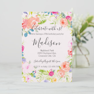 Chic Hübsch Peach Pink Aquarellfarben Geburtstag d Einladung