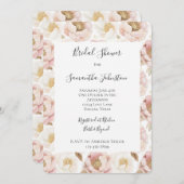 Chic Hübsch Pink Gold Floral Brautparty Einladung (Vorne/Hinten)