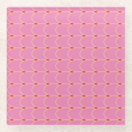 Chic Hübsch rosa Tile Ovals Karo-Muster Glasuntersetzer