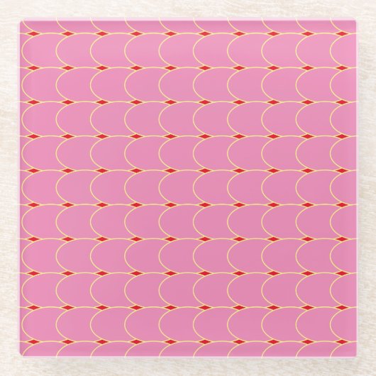 Chic Hübsch rosa Tile Ovals Karo-Muster Glasuntersetzer (Vorderseite)