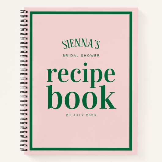Chic Hübsch rosa und grünes Brautparty Rezept Notizblock (Vorderseite)