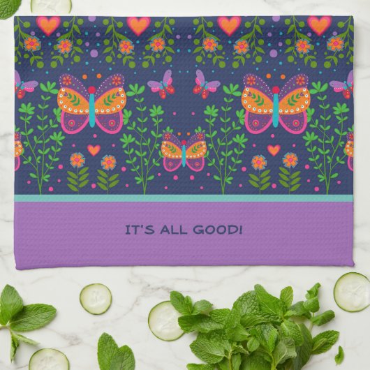 Chic Hübsches individuelles Zitat oder Name Butter Geschirrtuch (Gefaltet)