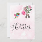 Chic Hummingbird Floral Key Baby Girl Dusche Einladung (Rückseite)