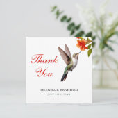 Chic Hummingbird und Orange Blume Wedding Dankeskarte (Stehend Vorderseite)