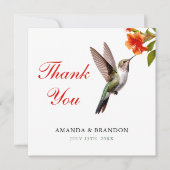 Chic Hummingbird und Orange Blume Wedding Dankeskarte (Vorderseite)