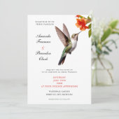 Chic Hummingbird und Orange Blume Wedding Einladung (Stehend Vorderseite)