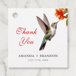 Chic Hummingbird und Orange Blume Wedding Geschenkanhänger