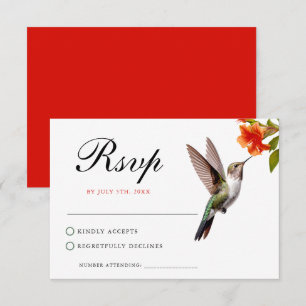 Chic Hummingbird und Orange Blume Wedding RSVP Karte