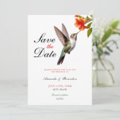 Chic Hummingbird und Orange Blume Wedding Save The Date (Stehend Vorderseite)