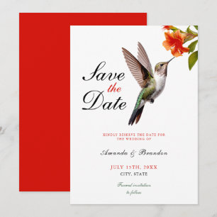 Chic Hummingbird und Orange Blume Wedding Save The Date