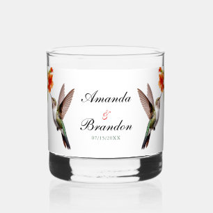 Chic Hummingbird und Orange Blume Wedding Whiskyglas
